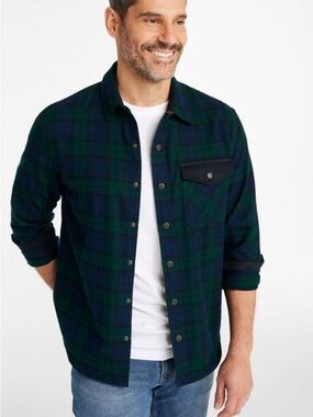 L.L. Bean Plaid Flannel Shirt - Navy & Forest Green